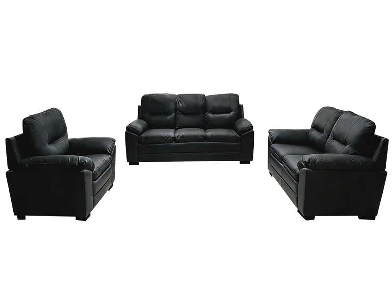 Kolby 3PC Sofa Set PU - Black