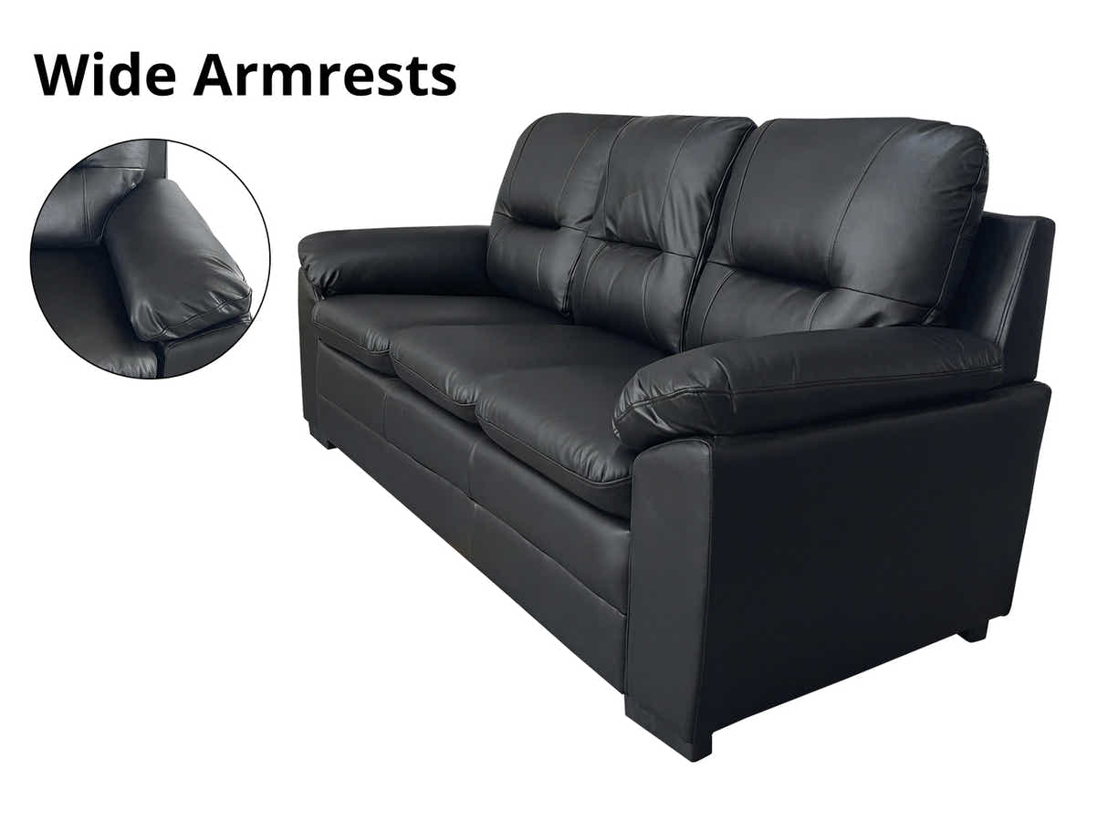 Kolby 3PC Sofa Set PU - Black
