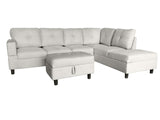 Vega Sectional Sofa with Ottoman Linen Beige