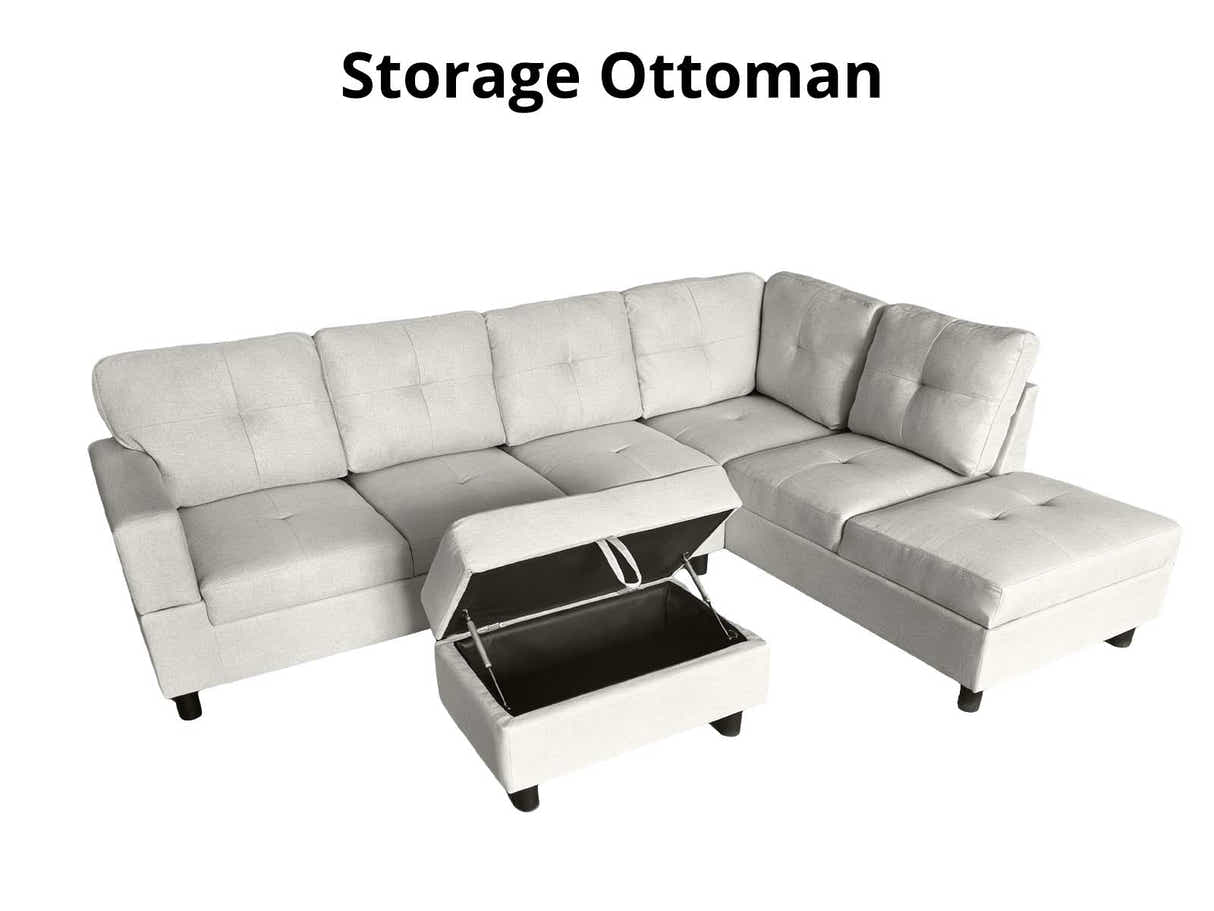 Vega Sectional Sofa with Ottoman Linen - Beige