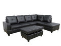 Vega Sectional Sofa with Ottoman PU - Black