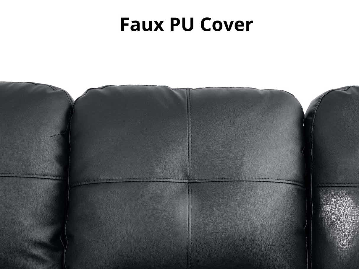 Vega Sectional Sofa with Ottoman PU - Black