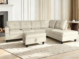DS New Vega Sectional Sofa with Ottoman PU Beige