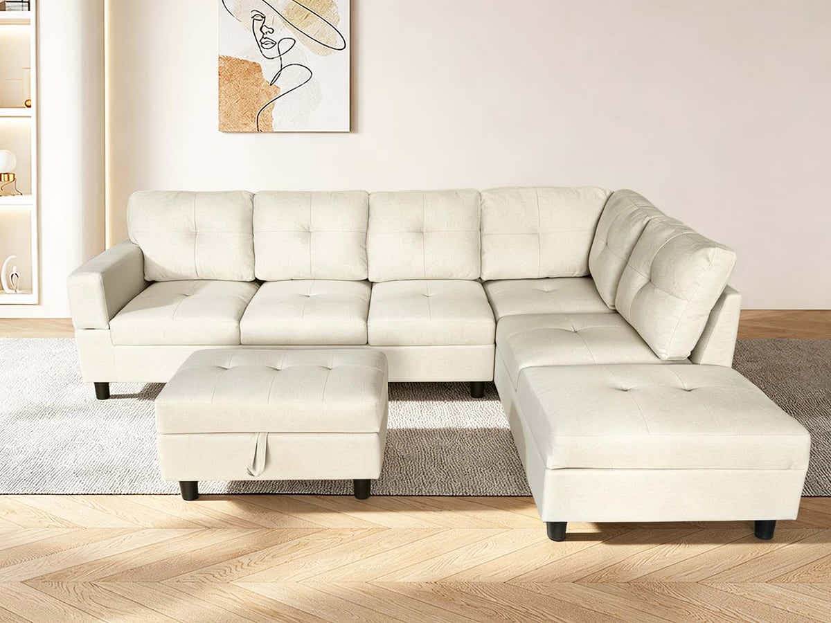 DS New Vega Sectional Sofa with Ottoman PU Beige