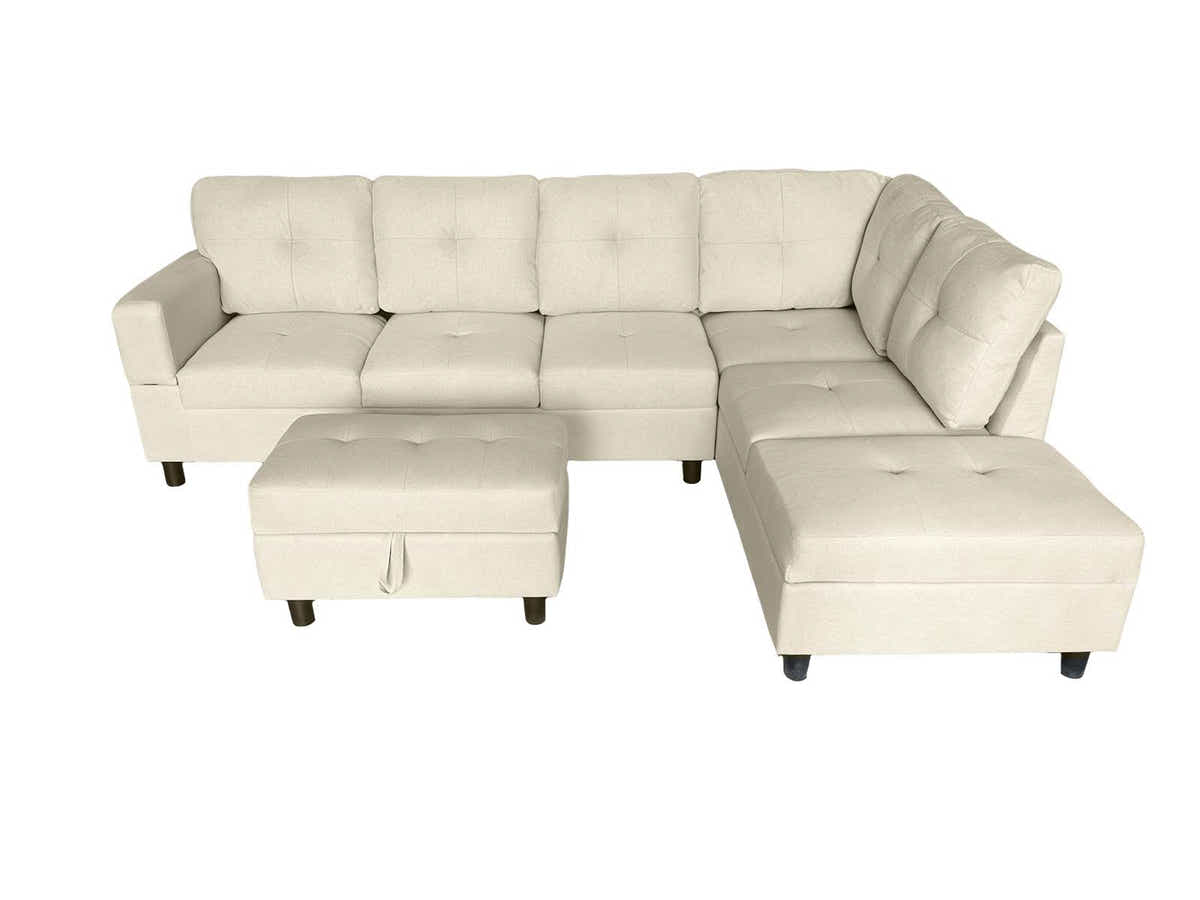 DS New Vega Sectional Sofa with Ottoman PU Beige