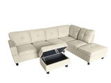 DS New Vega Sectional Sofa with Ottoman PU Beige