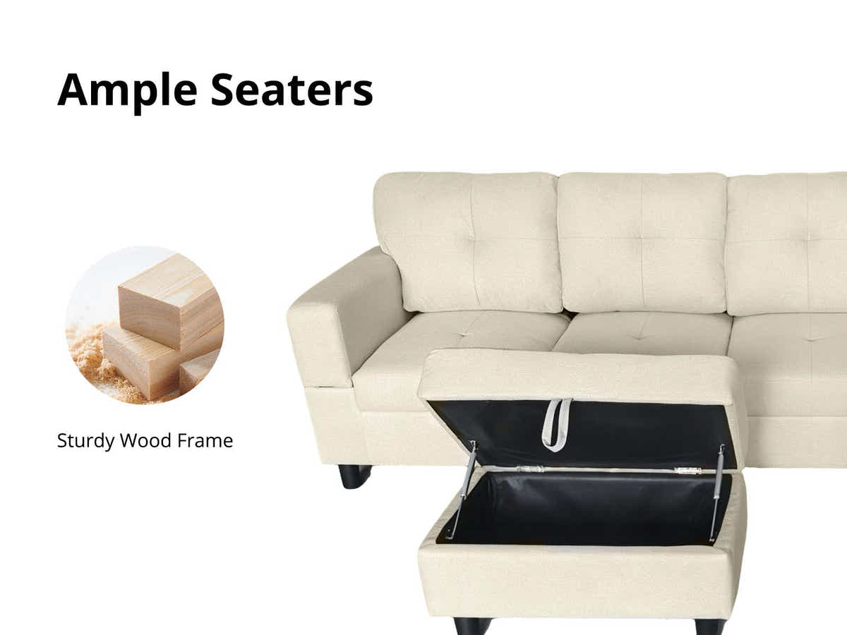 DS New Vega Sectional Sofa with Ottoman PU Beige