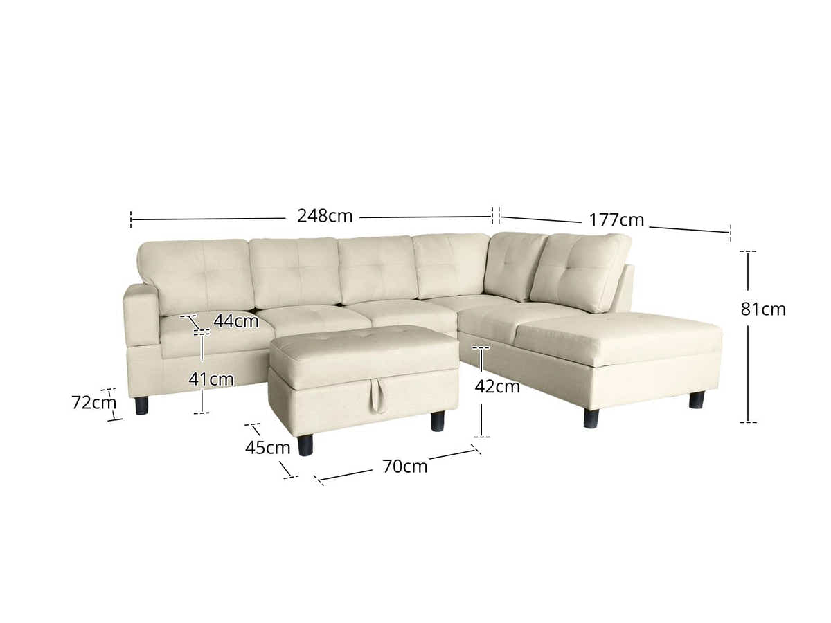 DS New Vega Sectional Sofa with Ottoman PU Beige