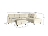 DS New Vega Sectional Sofa with Ottoman PU Beige