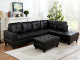 DS New Vega Sectional Sofa with Ottoman PU Black