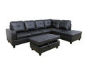 DS New Vega Sectional Sofa with Ottoman PU Black