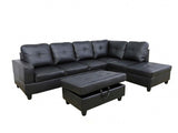 DS New Vega Sectional Sofa with Ottoman PU Black