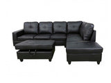 DS New Vega Sectional Sofa with Ottoman PU Black