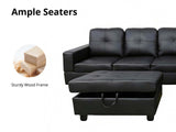 DS New Vega Sectional Sofa with Ottoman PU Black
