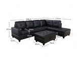 DS New Vega Sectional Sofa with Ottoman PU Black