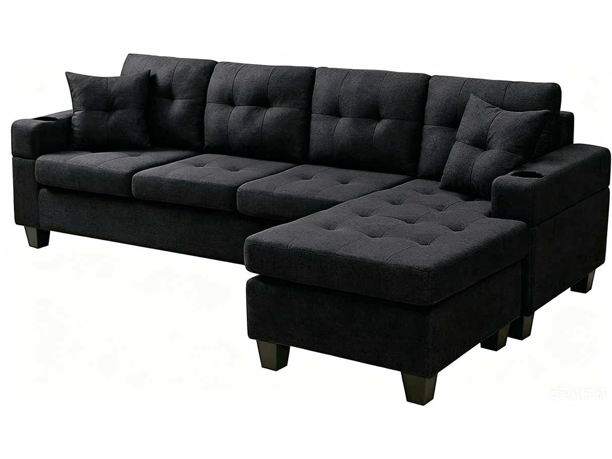 DS Zalda Sectional Sofa Linen Black