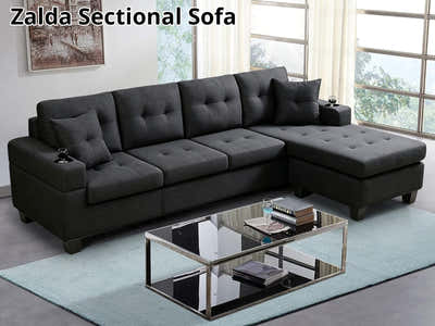 DS Zalda Sectional Sofa Linen Black