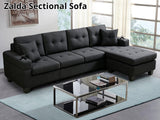 DS Zalda Sectional Sofa Linen Black