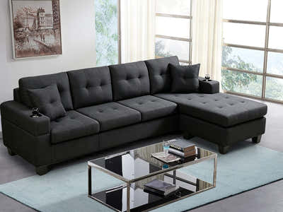 DS Zalda Sectional Sofa Linen - Black