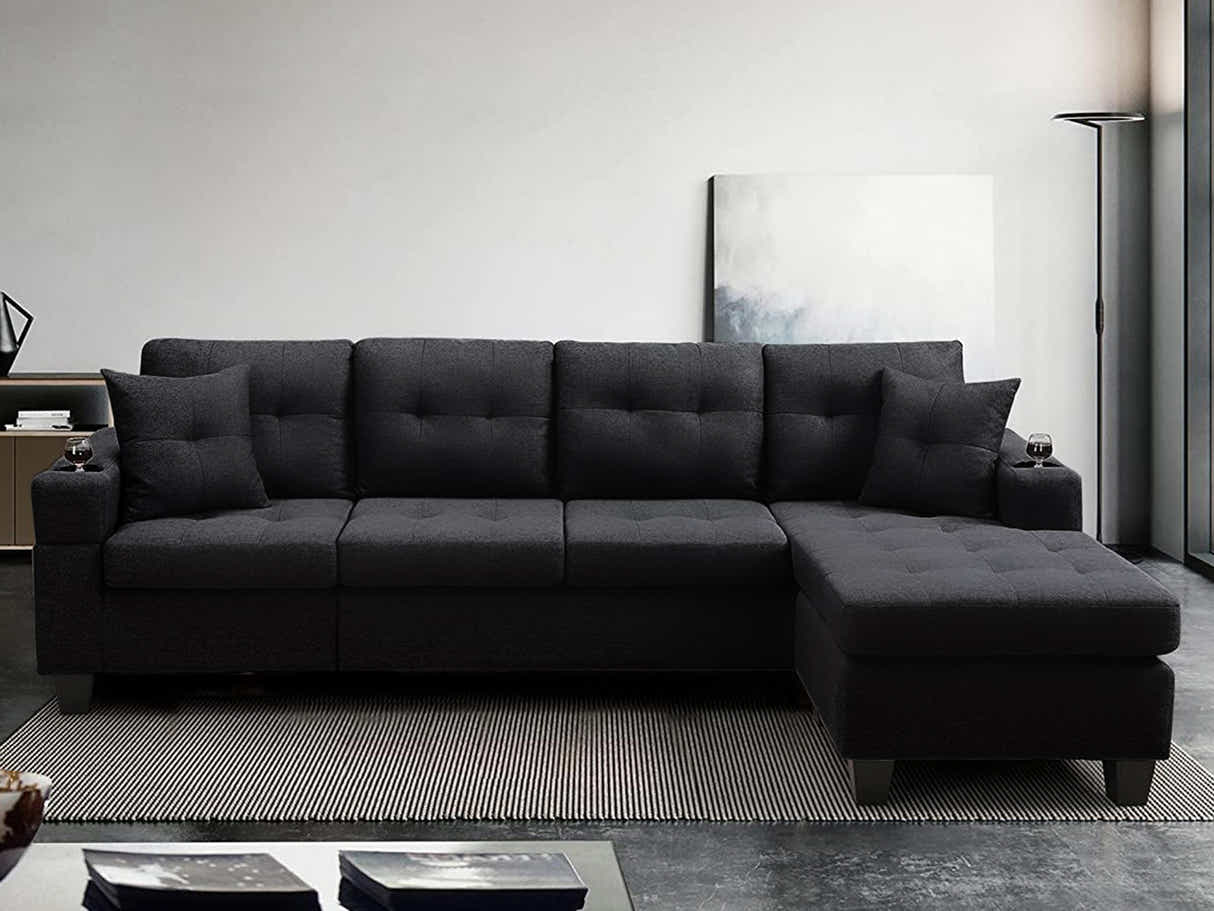 DS Zalda Sectional Sofa Linen Black