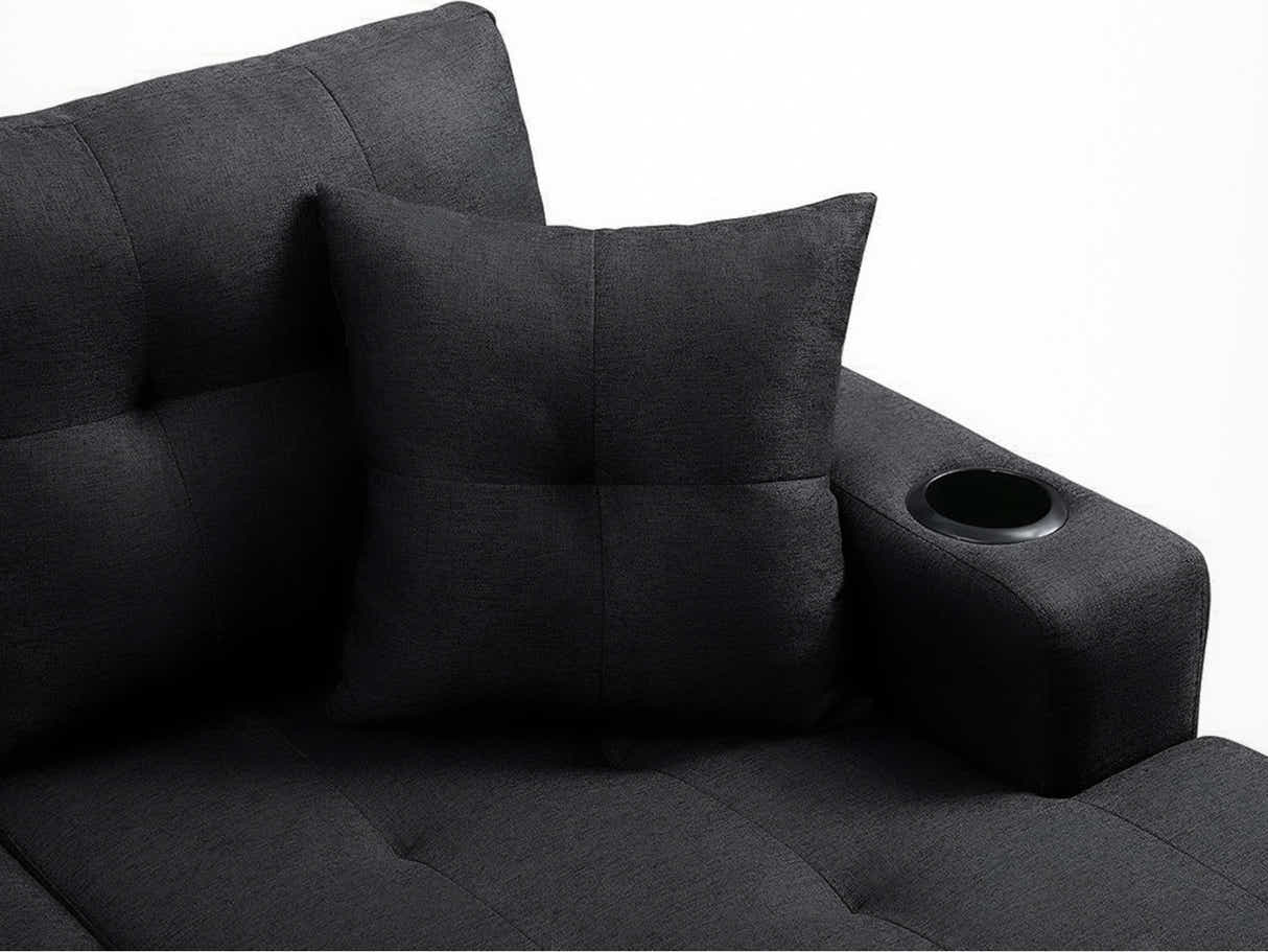 DS Zalda Sectional Sofa Linen Black