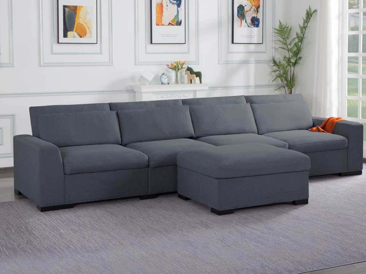 DS Savile Sectional Sofa With Ottoman Dark Grey