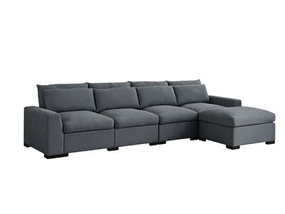 DS Savile Sectional Sofa With Ottoman - Dark Grey