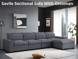 DS Savile Sectional Sofa With Ottoman Dark Grey