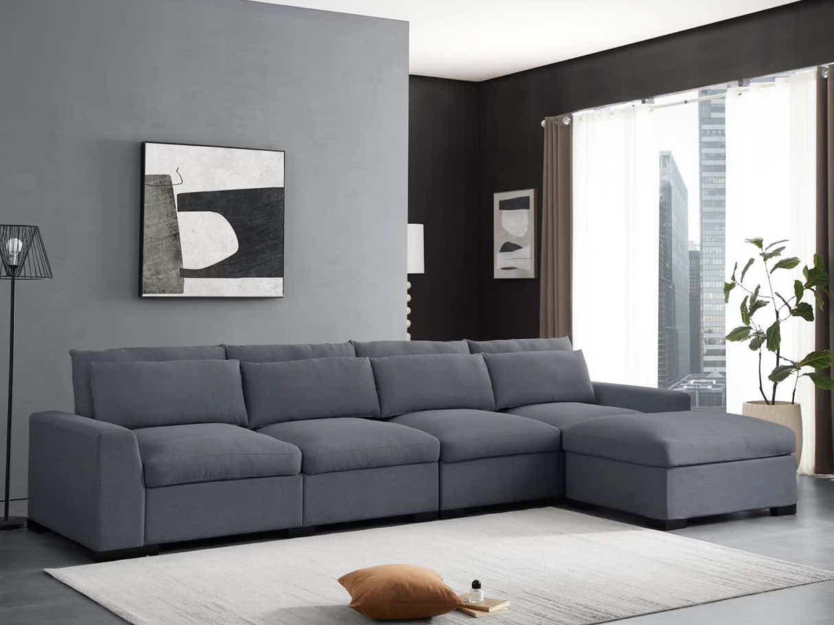 DS Savile Sectional Sofa With Ottoman Dark Grey