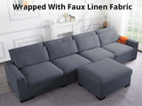 DS Savile Sectional Sofa With Ottoman Dark Grey