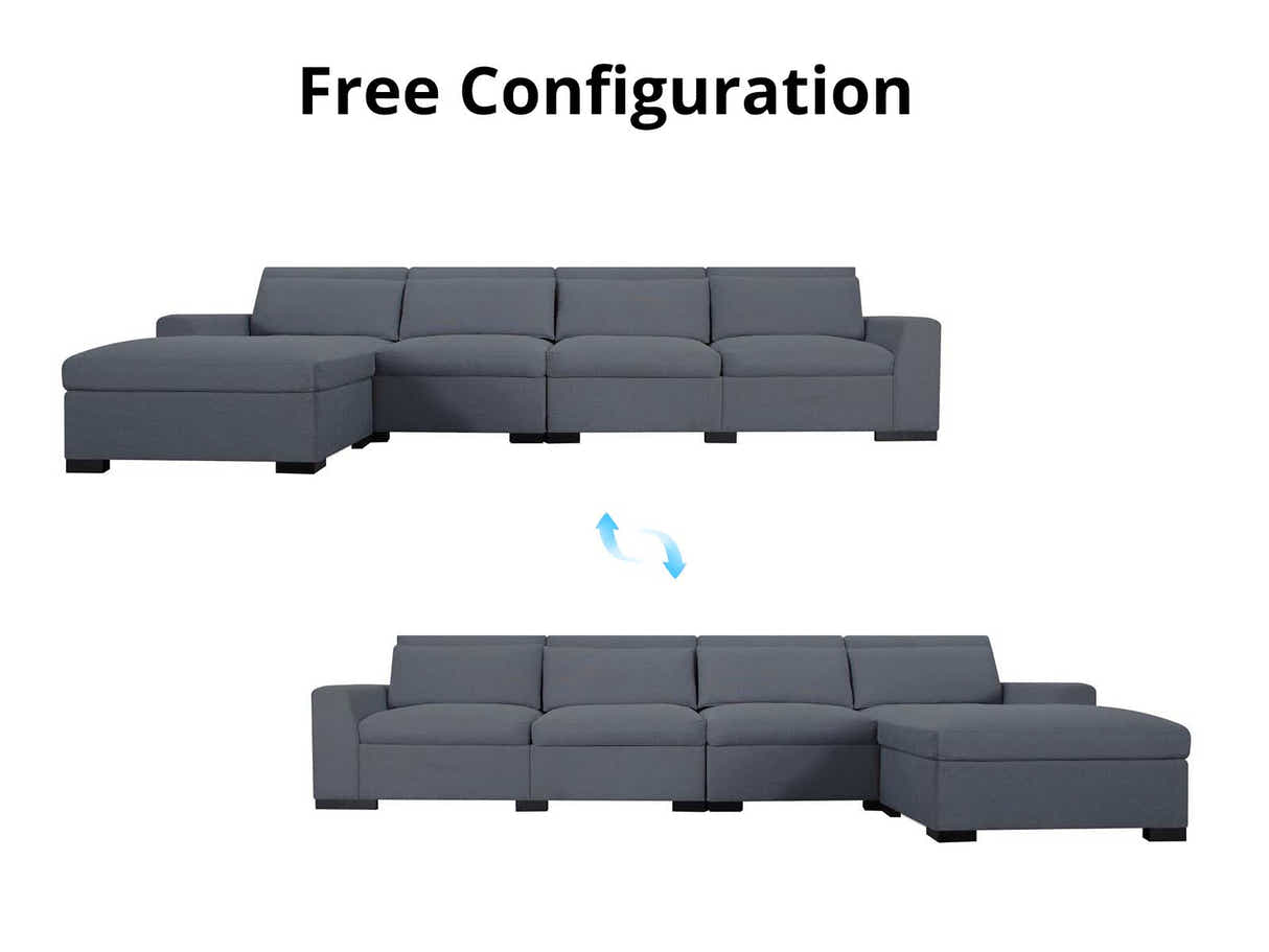 DS Savile Sectional Sofa With Ottoman Dark Grey