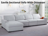 DS Savile Sectional Sofa With Ottoman Light Grey