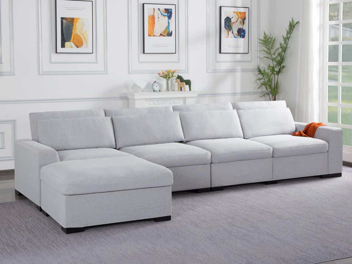 DS Savile Sectional Sofa With Ottoman Light Grey