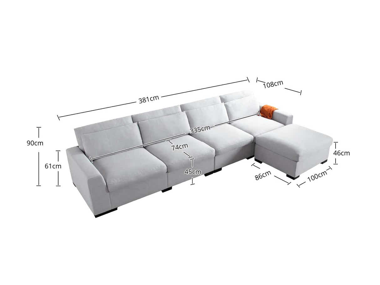 DS Savile Sectional Sofa With Ottoman Light Grey
