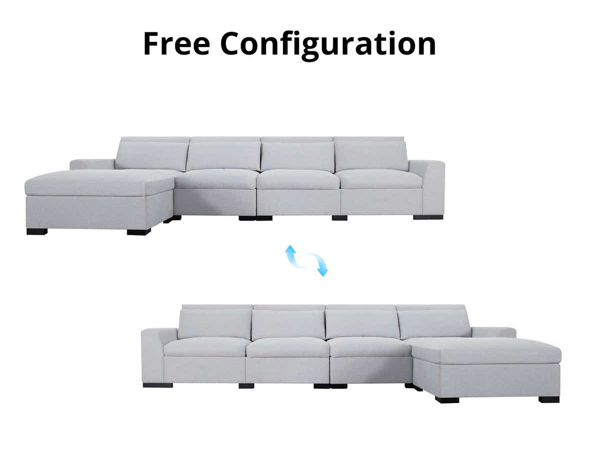 DS Savile Sectional Sofa With Ottoman Light Grey