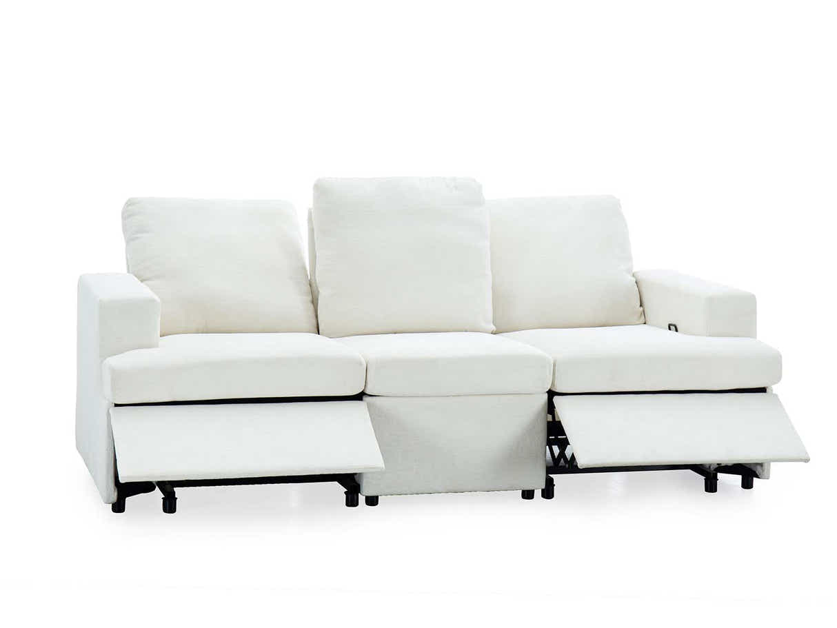 DS Kurtan Chenille Reclining 3 Seater Sofa Cream