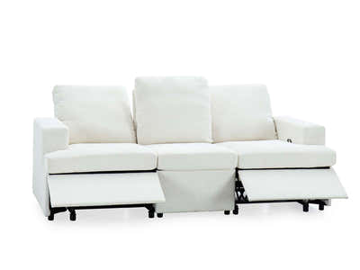 DS Kurtan Chenille Reclining 3 Seater Sofa - Cream