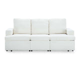 DS Kurtan Chenille Reclining 3 Seater Sofa Cream