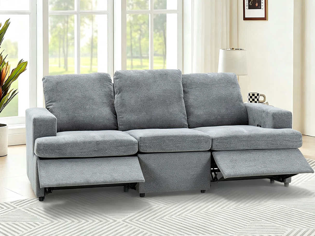 DS Kurtan Chenille Reclining 3 Seater Sofa Dark Grey