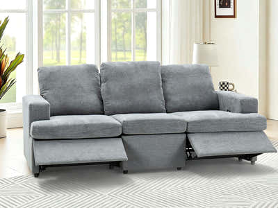DS Kurtan Chenille Reclining 3 Seater Sofa - Dark Grey
