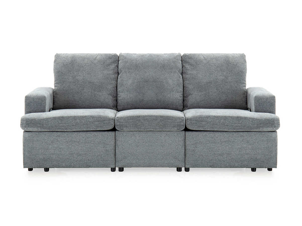 DS Kurtan Chenille Reclining 3 Seater Sofa Dark Grey