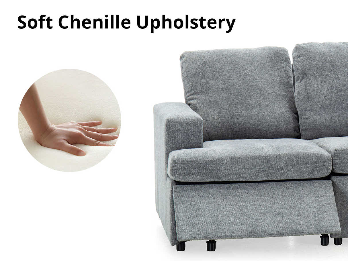 DS Kurtan Chenille Reclining 3 Seater Sofa Dark Grey