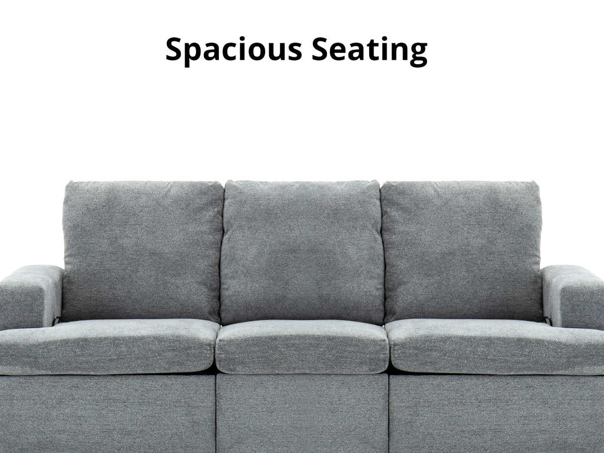 DS Kurtan Chenille Reclining 3 Seater Sofa Dark Grey