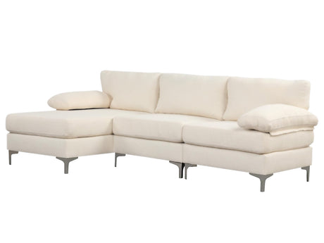 Wenda Velvet Sofa with Chaise - Beige