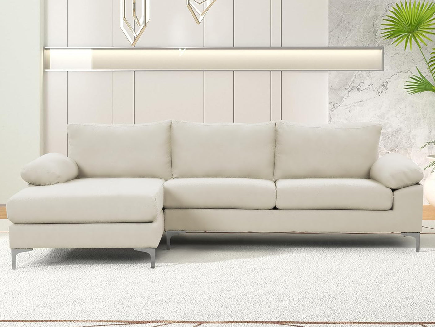 Wenda Sectional Sofa Velvet Beige