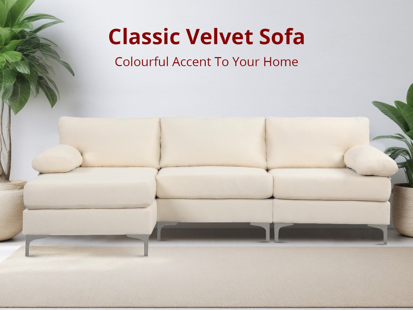 Wenda Sectional Sofa Velvet Beige