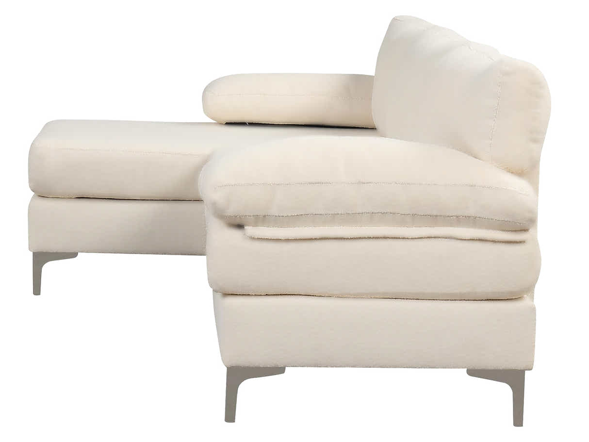 Wenda Velvet Sofa with Chaise - Beige