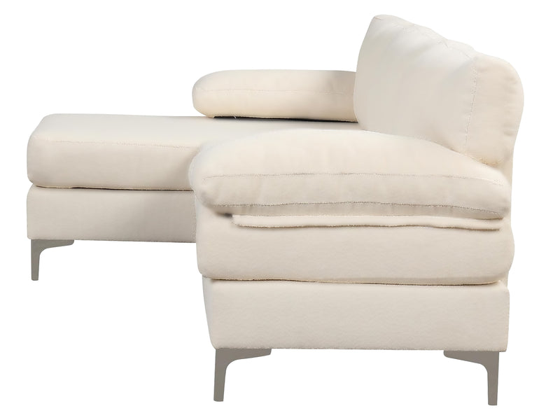 Wenda Velvet Sofa with Chaise - Beige
