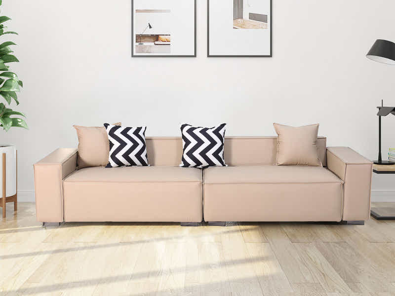 Loretta PU Leather Sofa - Beige