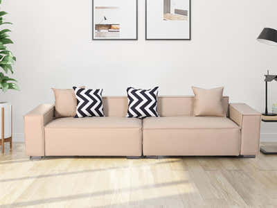 Loretta PU Leather Sofa - Beige
